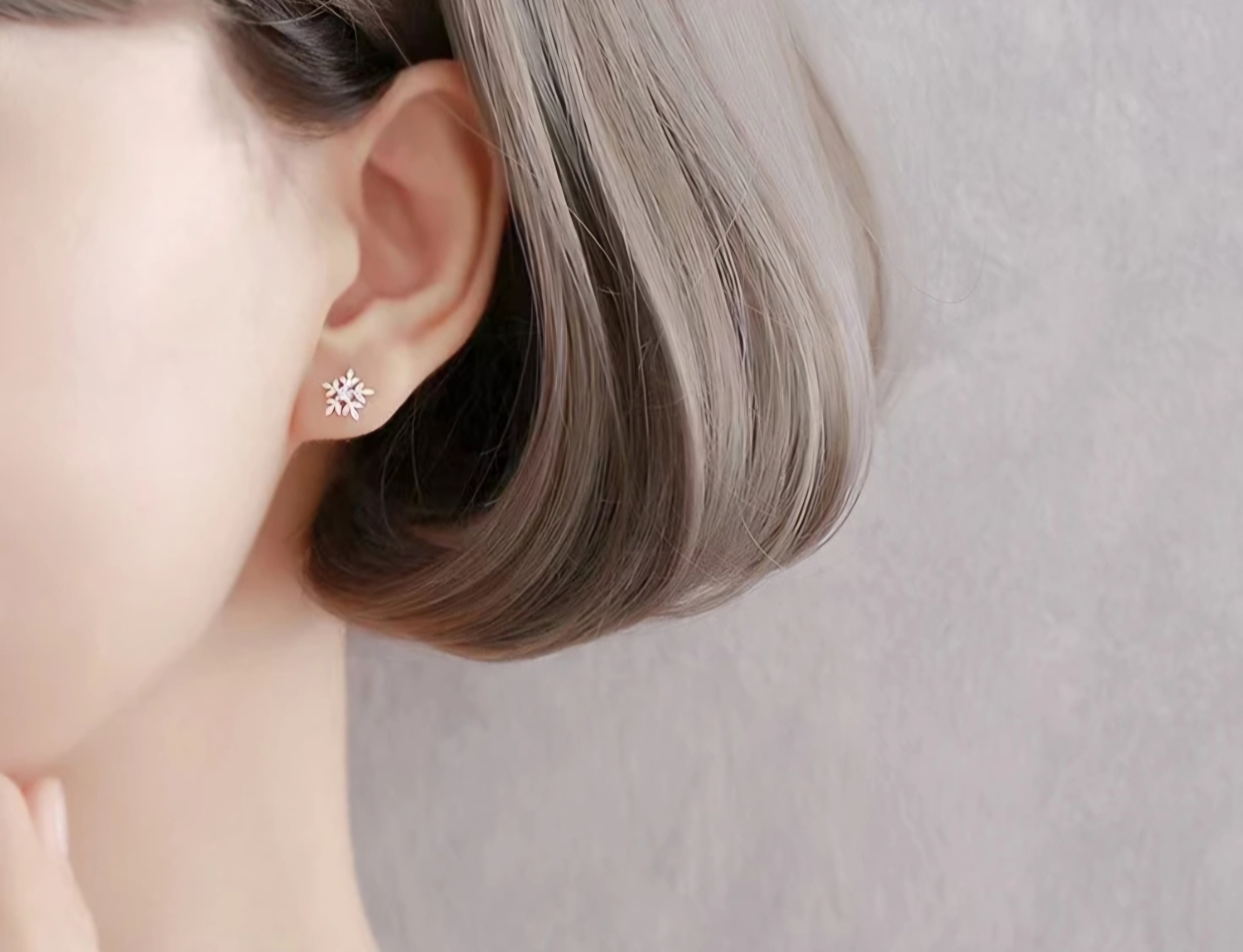 Sterling silver s925 earrings zirconia stud Snowflakes