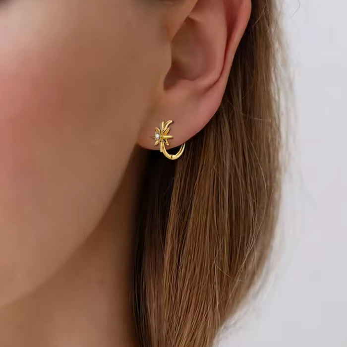 Sterling silver s925 earings gold plated 14k hoop star 🌟