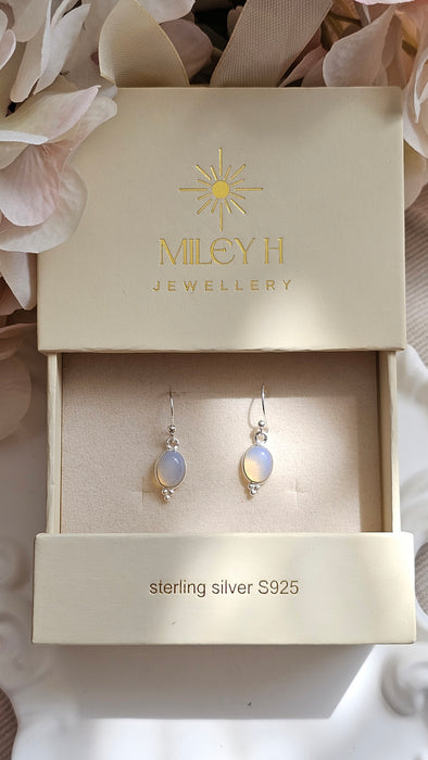 Sterling silver s925 earrings drop Milky Opalite
