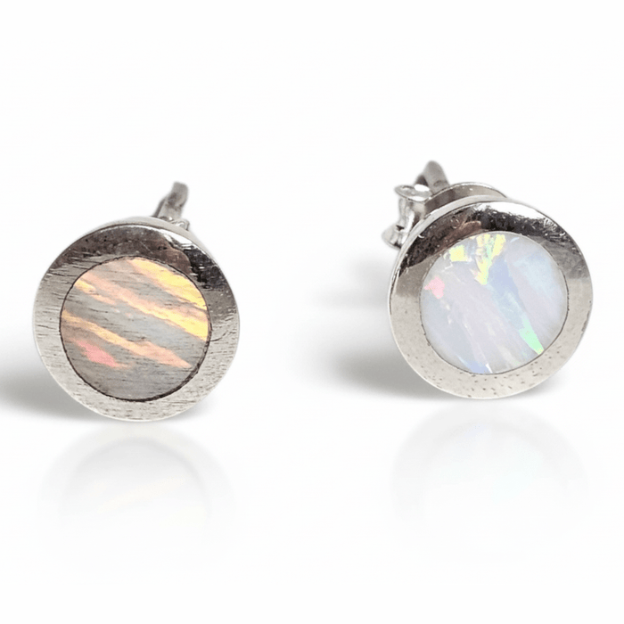 Sterling silver s925 earrings Opal round stud Gift 🎁