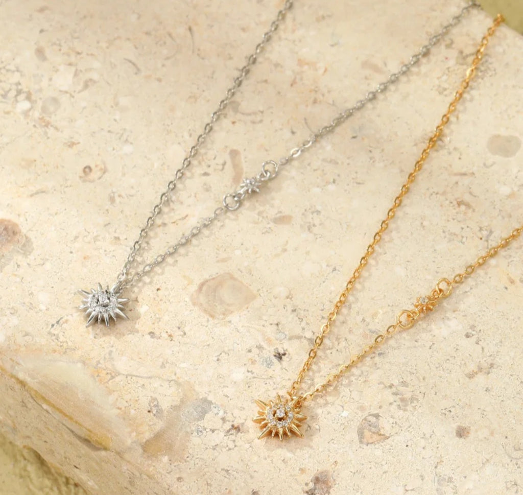 Sterling silver s925 gold plated sun starlight pendant