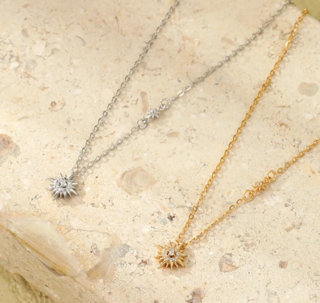 Sterling silver s925 gold plated sun starlight pendant