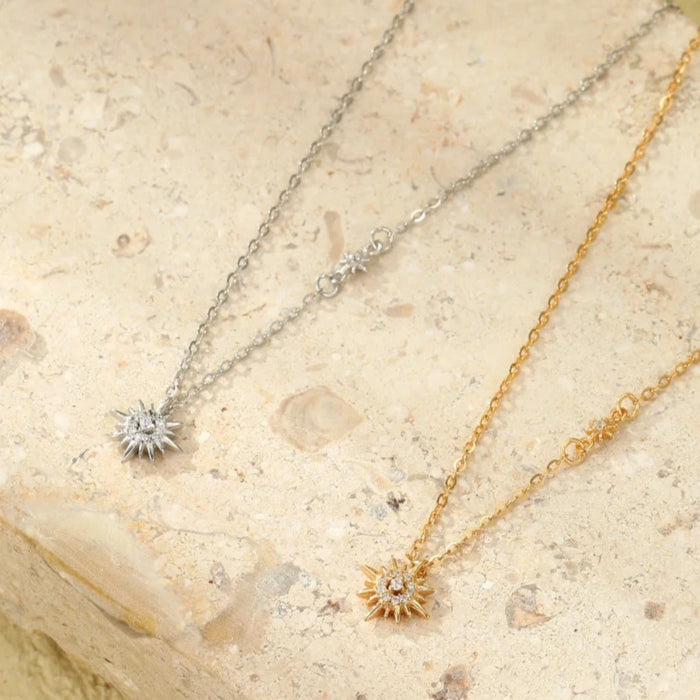 Sterling silver s925 gold plated sun starlight pendant