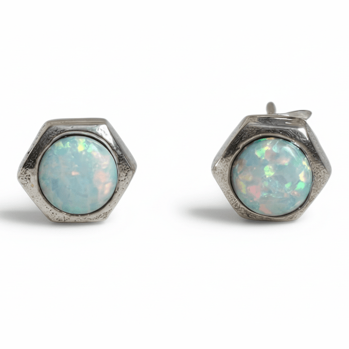 Sterling silver s925 earrings Opal screw design  stud Gift
