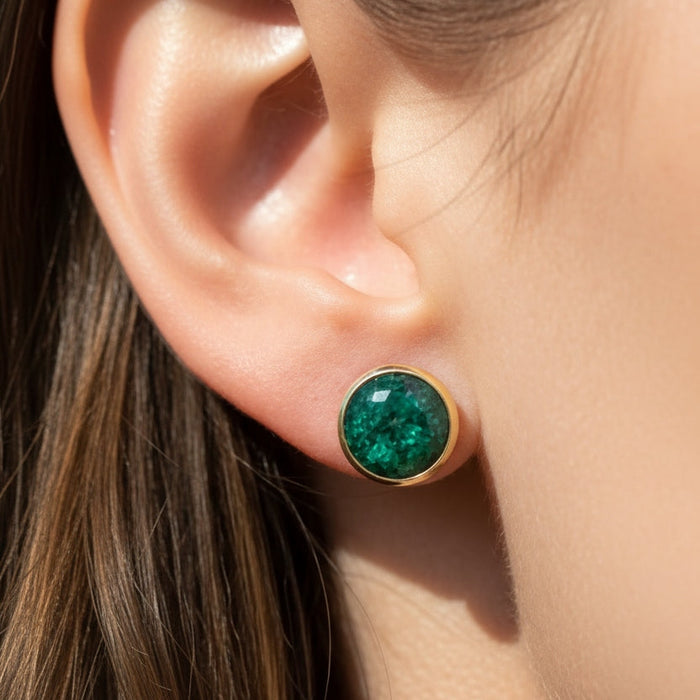 Sterling silver s925 earrings emerald stone green 💚