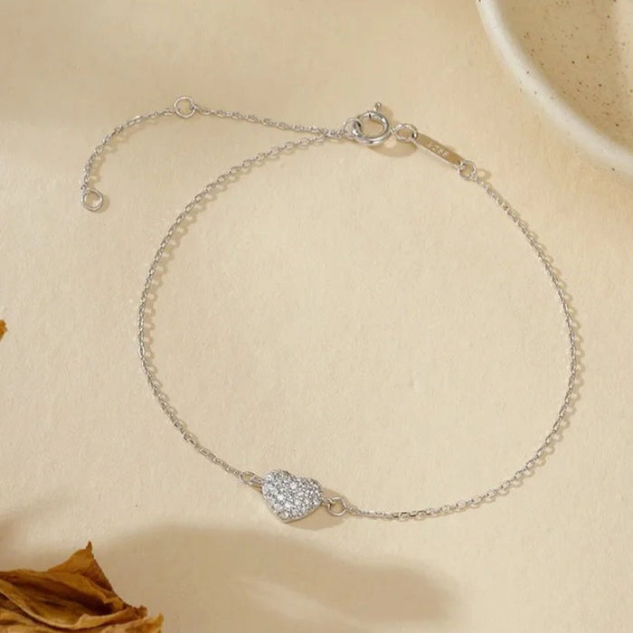 Sterling silver s925 bracelet Zirconia heart