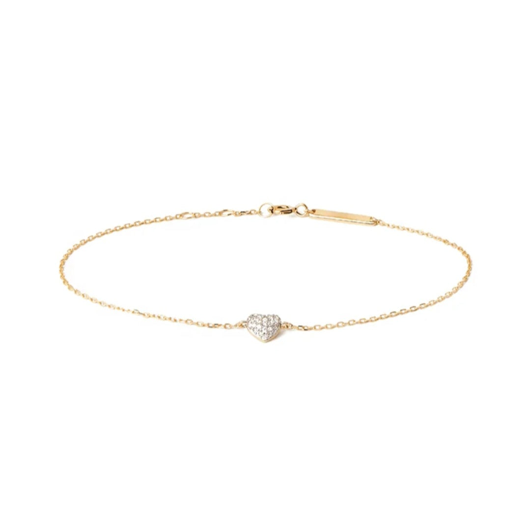 Sterling silver s925 gold plated bracelet Zirconia heart