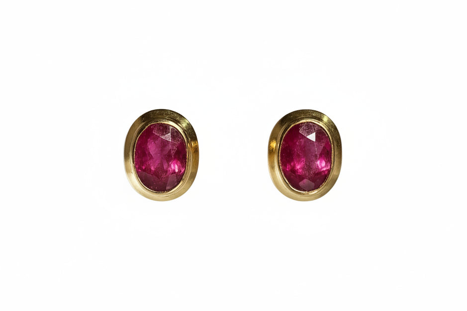 Sterling silver s925 earrings gold plated ruby