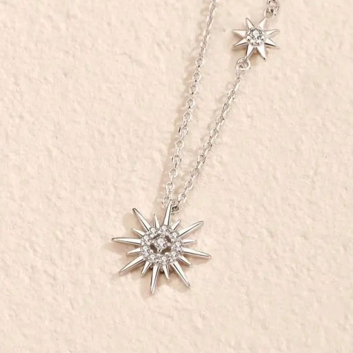Sterling silver s925 necklace Zirconia sun