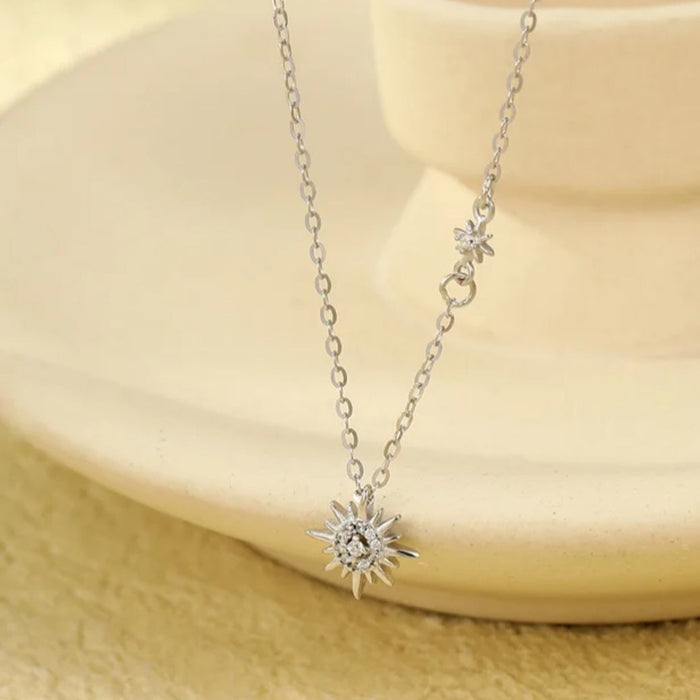 Sterling silver s925 necklace Zirconia sun