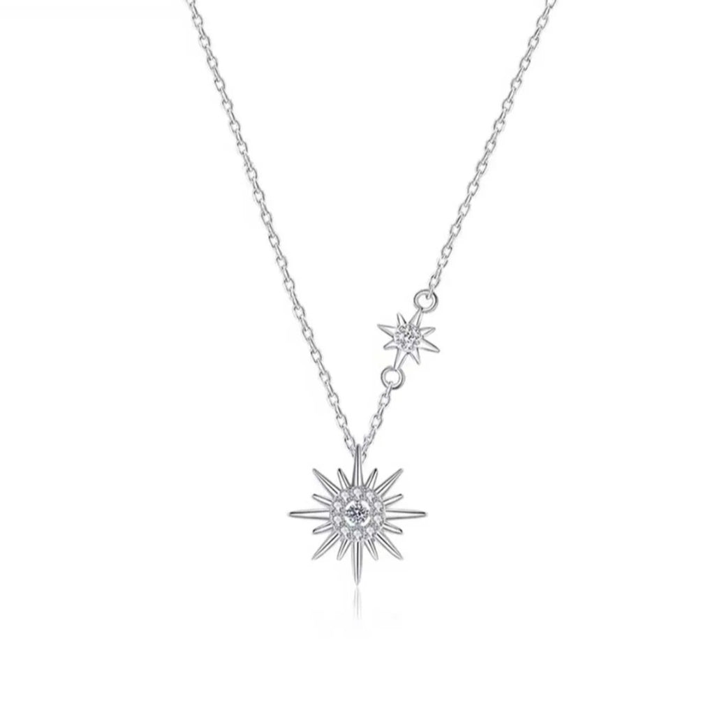 Sterling silver s925 necklace Zirconia sun