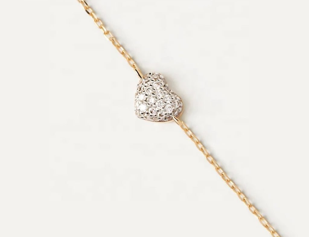 Sterling silver s925 gold plated bracelet Zirconia heart