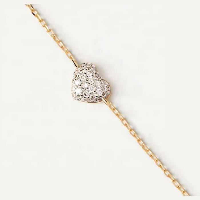 Sterling silver s925 gold plated bracelet Zirconia heart