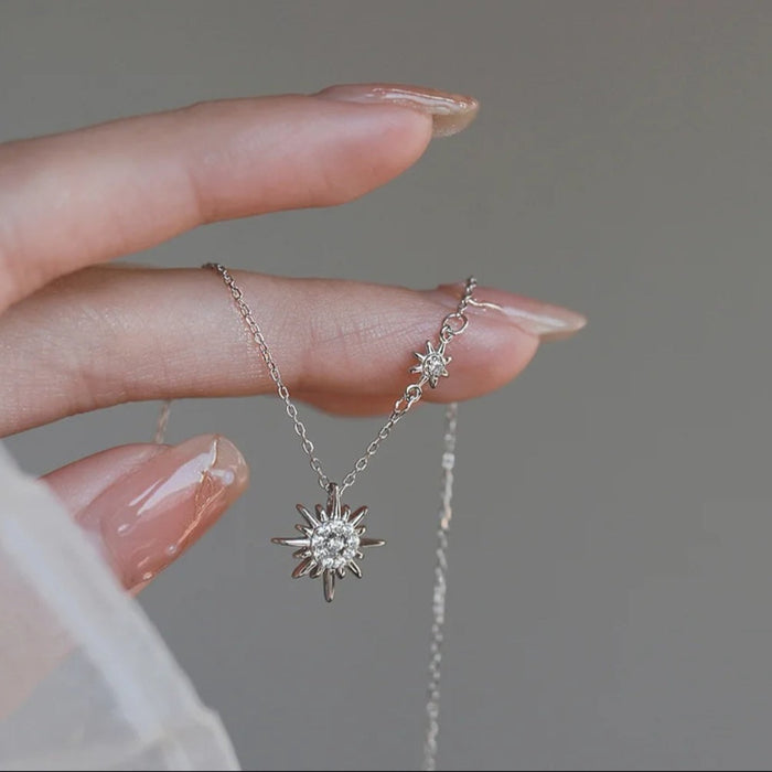 Sterling silver s925 necklace Zirconia sun