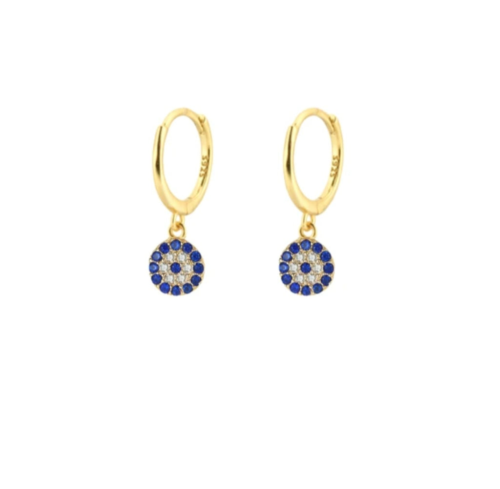 Sterling silver s925 earrings gold plated Zirconia blue