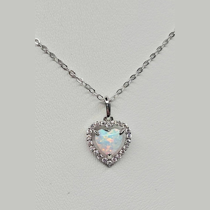Sterling silver s925 pendant necklace Opal zirconia heart zirconia Gift 🎁