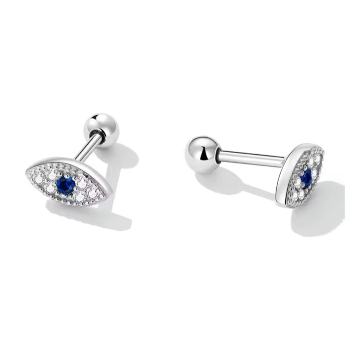 Sterling silver s925 stud earrings blue eyes ball back 💙
