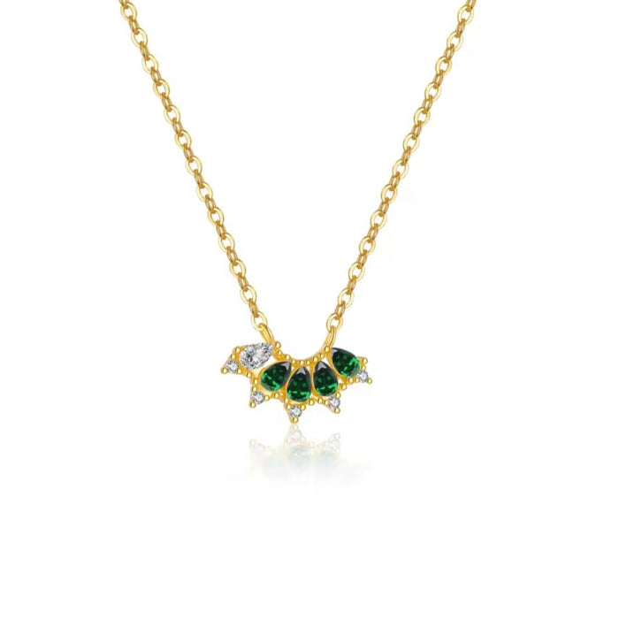 Sterling silver s925 gold plated necklace green zirconia flower 🌼