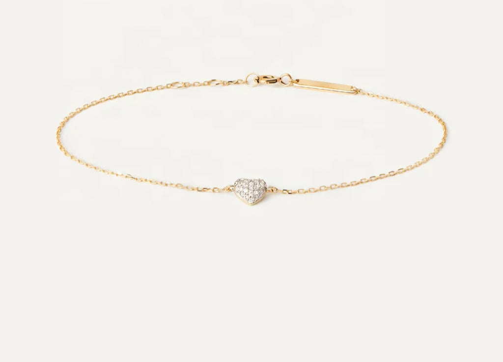 Sterling silver s925 gold plated bracelet Zirconia heart