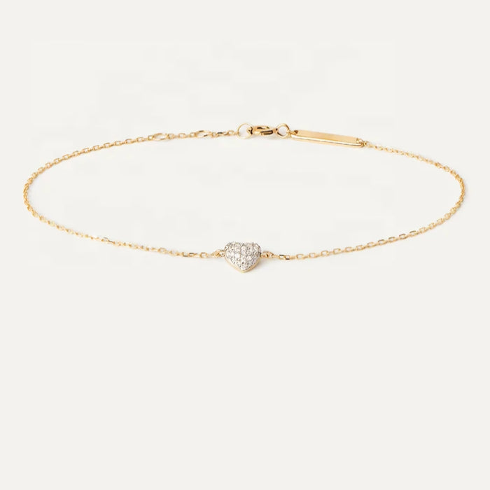 Sterling silver s925 gold plated bracelet Zirconia heart