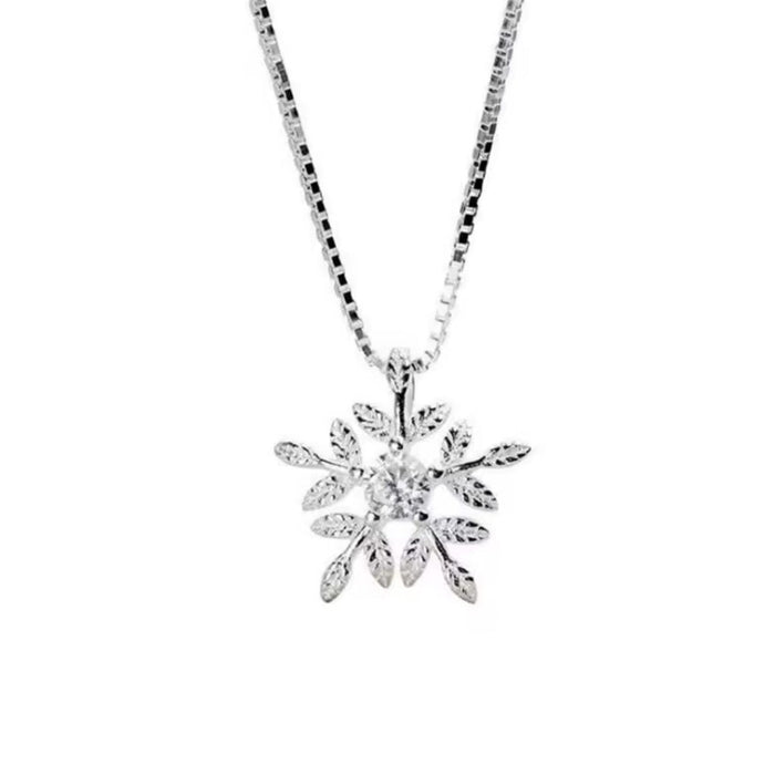 Sterling silver s925 pendant necklace Zirconia Snowflakes