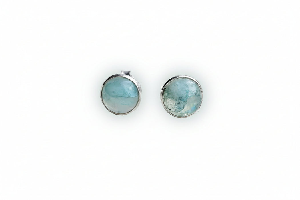 Sterling silver s925 earrings green moonstone stud