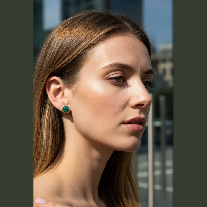 Sterling silver s925 earrings emerald stone green 💚
